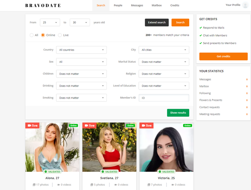 BravoDate search