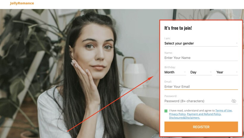 jollyromance registration form